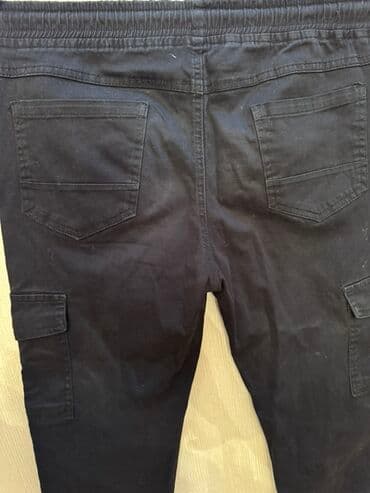 idman kişi şortları: Qara rəngli kişi karqo şalvarı - Model: karqo/jogger hibrid - Parça — 2