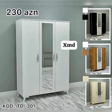 duz qabi: Yeni, 3 qapılı, Güzgülü, Ağ, Digər material, Açılan, Düz dolab — 1