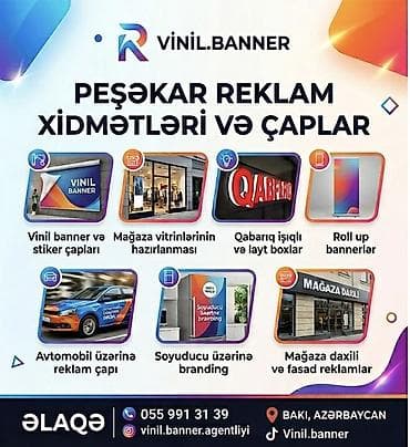 online reklam isi: Reklam və çap xidmətləri – Vinil Banner Təklif olunan işlər: ➢ — 9