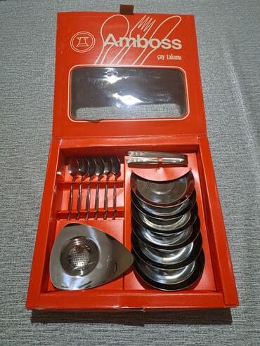 pendir dograyan: Çay dəsti, rəng - Gümüşü, Metal, 6 nəfərlik, Türkiyə — 2