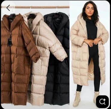 palto 2022: Bir ededi 15 azn Uzun şişme qadın balonka – kapüşonlu qehveyi vs qara — 1