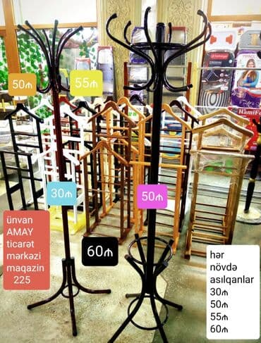 вешалка для одежды стоячая: Asılqanlar paltar asmaq üçün. Yeni. Ünvan Amay ticarət mərkəzi — 3