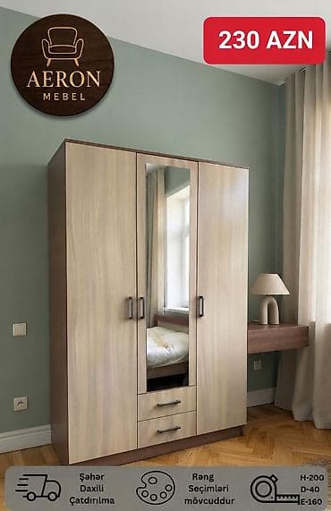 ayna qapi: Aeron Mebel – 3 qapılı şkaf Dolab: Baki Sumqayit catdirilma — 1