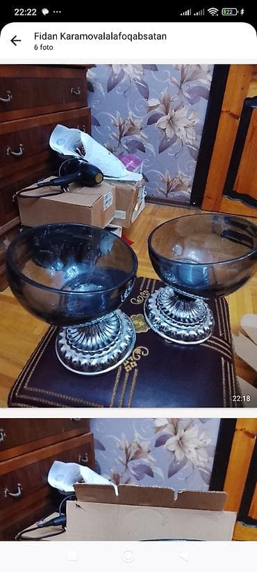 подставки для цветов: 6 böyük ölçü boşqab ve bulud + lapatka tezədi kobalt kohnelerden 25 m — 2