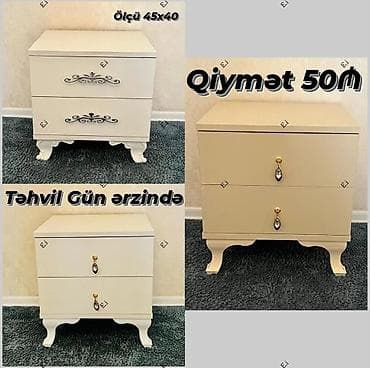 komodin: İki çekmecəli tumbalar - Ölçü: 45x40 sm - Dizayn: Klassik ayaqlı — 1
