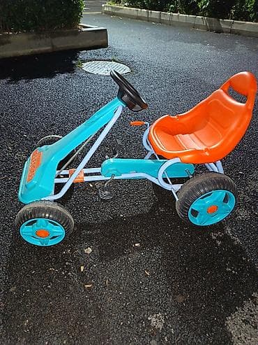 oyuncaq vertalyot: Uşaq pedallı maşın – GTOYS Speedcar - Rəng: mavi-göy gövdə, narıncı — 2