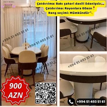 komputer stolları: Qonaq otağı üçün, Yeni, Açılmayan, Oval masa, 6 stul — 1