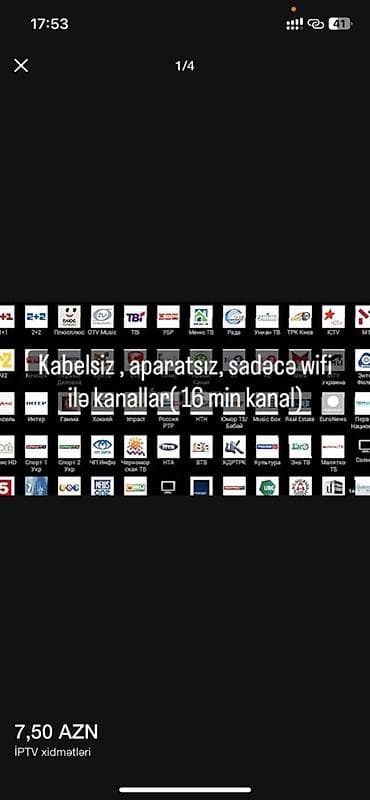 IPTV xidmətləri – kabelsiz və aparatsız, sadəcə Wi‑Fi ilə. • 16 000+
