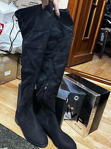 əsgər çəkməsi: Uzunboğaz, Ölçü: 37, rəng - Qara, İşlənmiş — 2