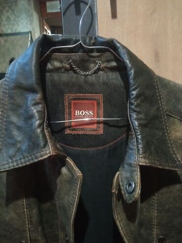 Plaşlar: HUGO BOSS kişi dəri gödəkcə - Material: qalın, təbii dəri — 3