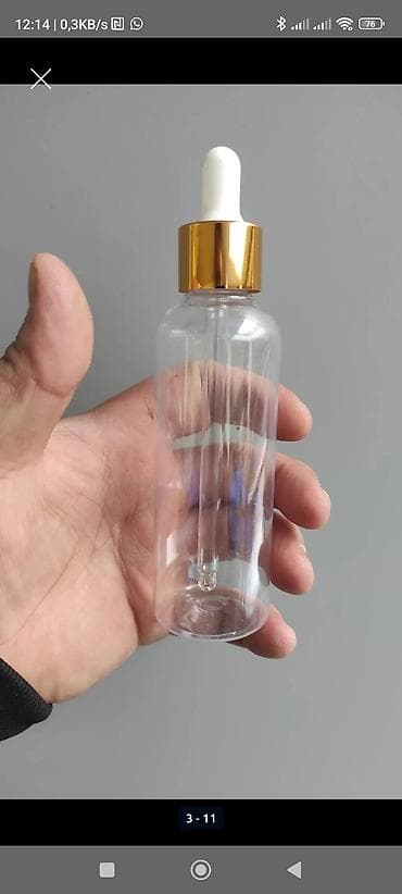 dəri kutka: Şüşə damcılı flakon - Həcm: təxminən 50 ml (şəffaf korpus sayəsində — 1