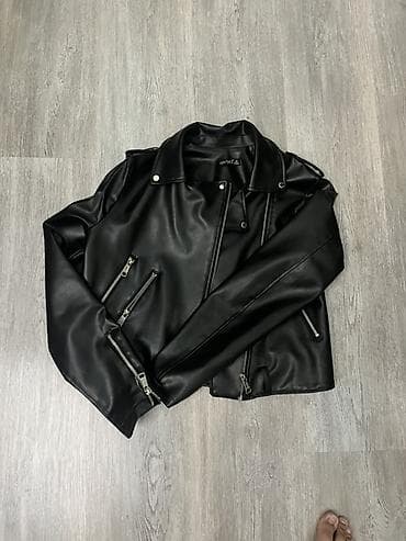 deri jaket: Qara biker üslublu dəri gödəkçə - Marka: Vertex - Rəng: qara, mat — 3