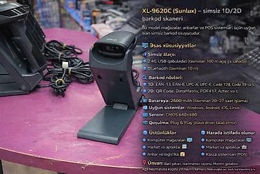 XL-9620C (Sunlux) — simsiz 1D/2D barkod skaneri Bu model mağazalar