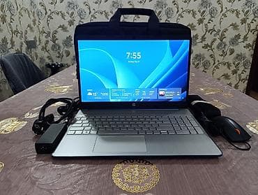 plasteşin 3: HP noutbuk – 15.6" ekranlı, mavi korpuslu model. Komplektdə şarj — 2