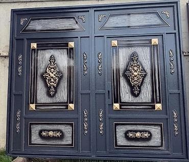 giris qapi: Dəmir Həyət darvazası, Yana açılan, Qapı ilə, rəng - Boz, Kredit yoxdur — 1