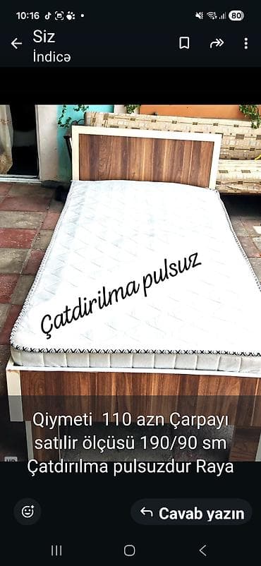 taxt: Təknəfərlik çarpayı, Matras ilə, Siyirməsiz — 1