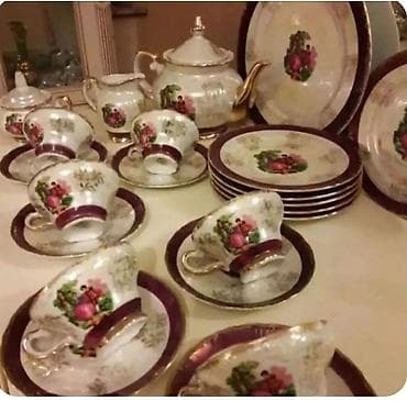 çayni: Çay dəsti, rəng - Qızılı, Farfor — 1