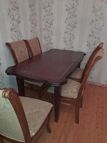 taxta: Klassik yemək otağı dəsti - Tərkib: düzbucaqlı stol və 4 ədəd stul - — 1