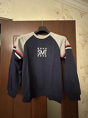 usaq geyimi: Uşaq sviteri (svitşot) – “SMT” loqolu - Rəng: əsas göy, çiyin və yaxa — 1