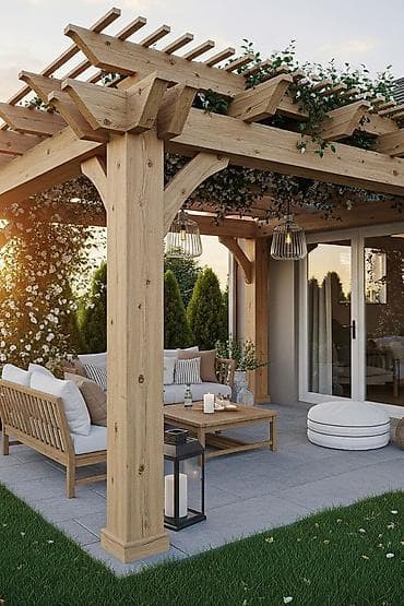 Təbii ağacdan hazırlanmış bağ/veranda pergolası - Material