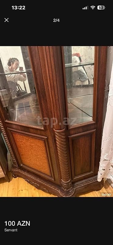 ucuz stular: Klassik üslubda vitrin-servant - Material: tünd qoz rəngli korpus — 2