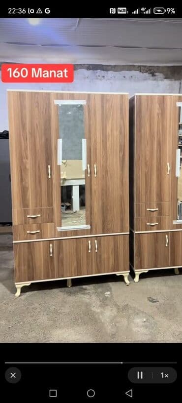 asilqan dolab: Açılan, 3 qapılı Düz dolab, Qarderob, paltar dolabı — 1