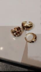 tek qas qizil uzukler: Qızılı tonlarda tənzimlənən barmaq üzü dəsti - 3 ədəd qalın dizaynlı — 2