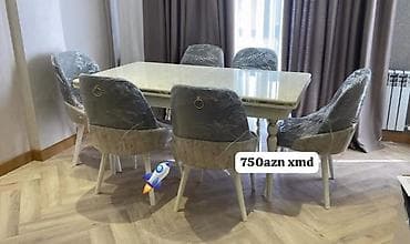 Для гостиной, Нераскладной, Прямоугольный стол, 6 стульев — 1