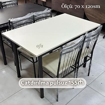 Mebel: Restoran, kafe, bağ, mətbəx və s üçün masa destleri Masa + 4 Stul 155 — 2