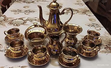 Çay dəsti, rəng - Qızılı, Keramika — 2