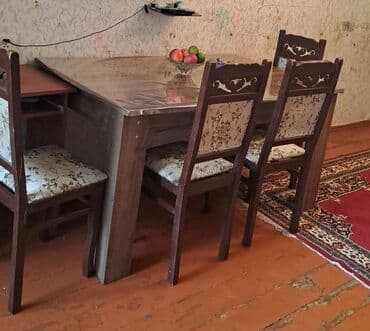 seti baqli: Qonaq otağı üçün, İşlənmiş, Açılan, Dördbucaq masa, 6 stul — 1