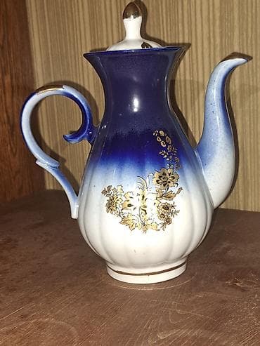 sud separatoru: Çay dəsti, rəng - Göy, Kobalt, 6 nəfərlik, SSRİ — 2