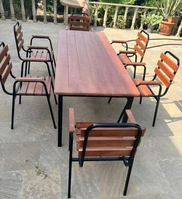 stol stul işlenmiş: Yeni, Kvadrat masa, Açılmayan, Skameykalar ilə, Taxta, Azərbaycan — 7