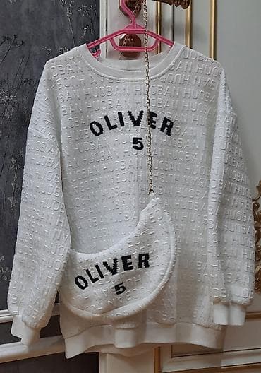 Xanımlar ve qizlar üçün dəst – svitşört və çiyin çantası - Rəng: ağ -