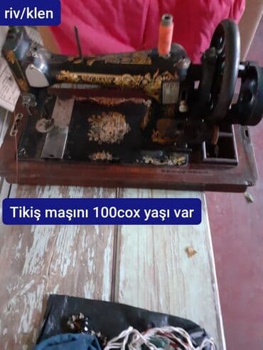 Antik tikiş maşını - Mexaniki, əl çarxlı model - Dəmir gövdə — 1