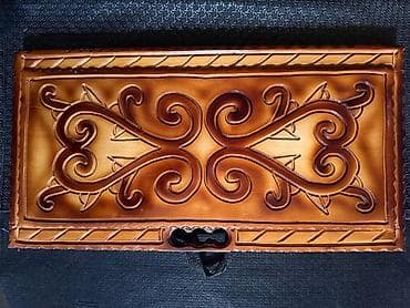 Əl oyma naxışlı taxta tavla dəsti - Material: bərk ağac - Texnika: əl — 3