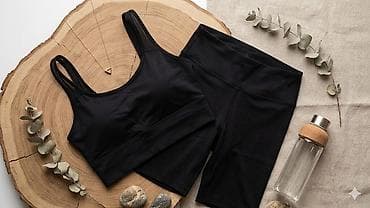 Qadın geyimləri: Qadınlar üçün idman dəsti – top və biker şort - Rənglər: tünd göy — 3