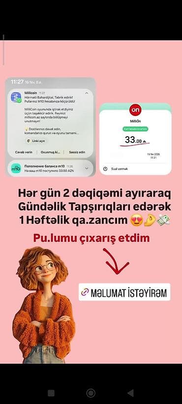 Online platformda gündəlik tapşırıqlar yerinə yetirərək balans toplama