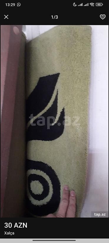 Ламинат: Xalça - Rəng: açıq yaşıl fon üzərində qara naxışlar (spiral və yarpaq — 2