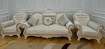 klub divan: Klassik üslubda 3 hissəli yumşaq mebel dəsti Klassik divan kreslo — 1