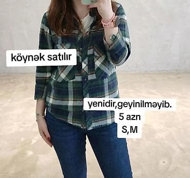 Qadın üçün flanel üslublu rəngbərəng (yaşıl-göy-ağ tonlarda) qəfəsli lalafo.az -da Qadın üçün flanel üslublu rəngbərəng (yaşıl-göy-ağ tonlarda) qəfəsli