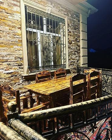 bag evi mebelleri: Yeni, Kvadrat masa, 10 stul, Açılmayan, Stullar ilə, Taxta, Azərbaycan — 8