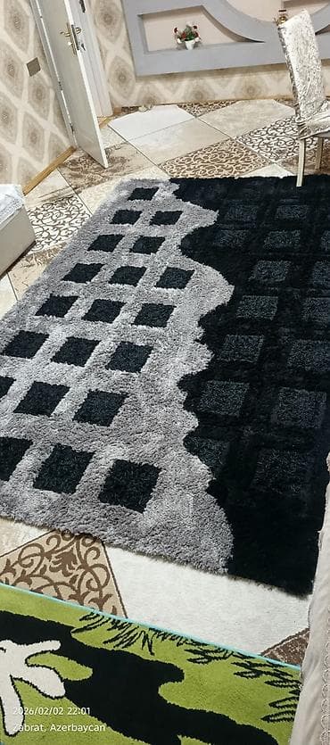 Xalça dəsti – 2 ədəd, ölçü: 3x2 m - Dizayn: Qara və boz rənglərin