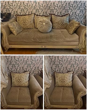 Divan kreslo dəsti satılır 200₼. açılmır,bazasızdır.Ünvan