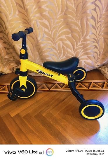 Uşaq üçtəkərli velosipedi – “Sport” modeli - Rəng: sarı-qara -