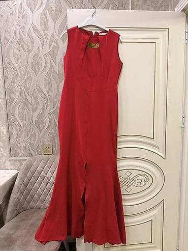 don: Qırmızı rəngdə zərif maxi don - Model: qolsuz, uzun (maxi), baldır — 2