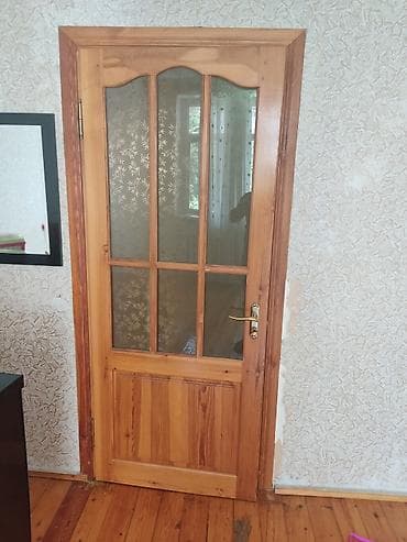 taxta: Taxta otaq qapısı – şüşəli model Ev temir olundugu ucun qapilar — 3