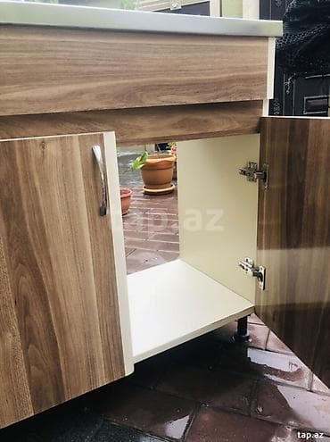 heyet stolari: Mətbəx üçün dolablı iri lavabo komplekti - Üst hissə: paslanmayan — 4