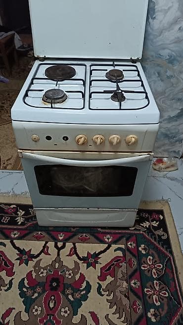 Qaz plitəsi Ayrıca dayanan, 4 gözlü, İşlənmiş