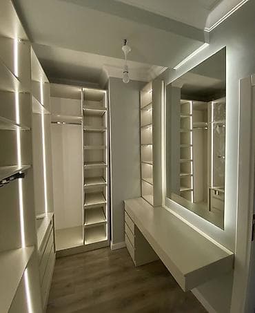 kepenek sekilleri: Məhsul: Daxili LED işıqlı qarderob sistemi və makiyaj masası Təsvir — 1